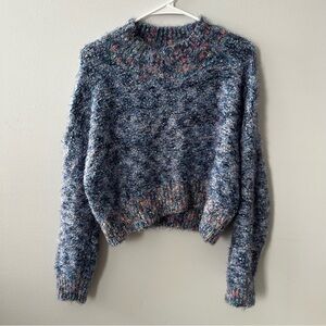 Free People Cropped Sweater Confetti Multicolor Mock Neck Pullover Size Small